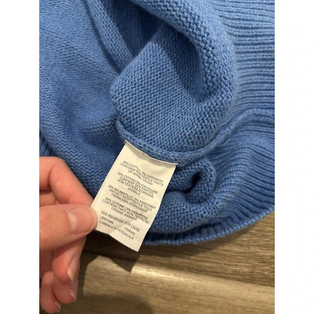 J.Crew Men's Blue Cotton Cashmere Knit Pullover Sweater Mock Neck 1/4 Zip XLT